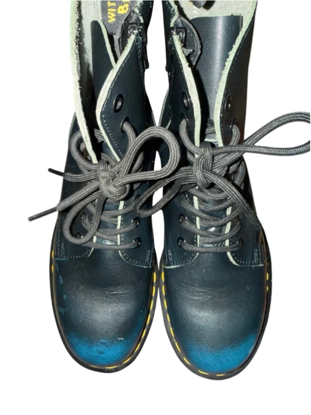 Dr. Martens Jadon Black Blue Platform Boots Size 8
